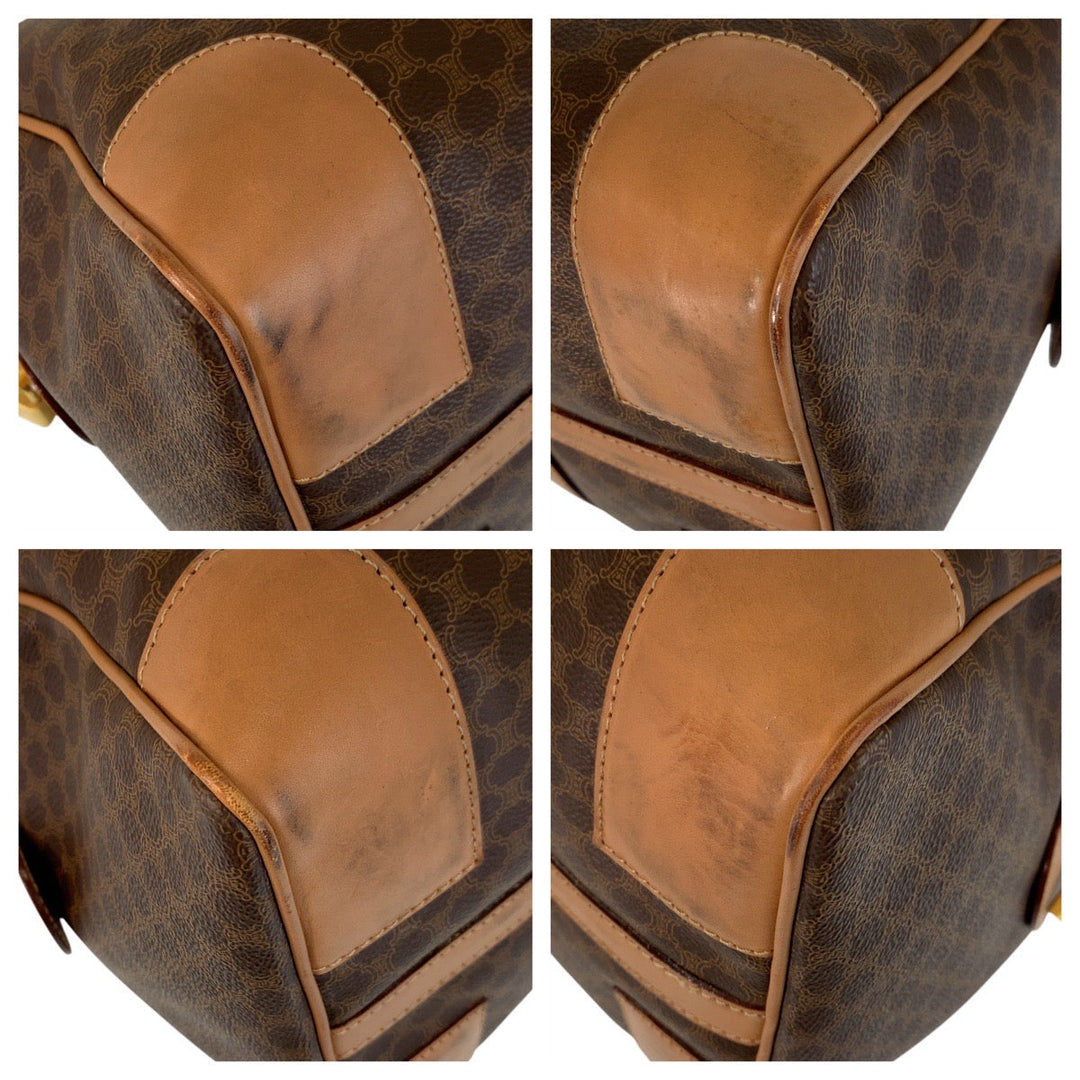 CELINE Boston Duffel bag PVC, Leather Brown Gold Metal Boston Duffel bag Travel bag Macadam Women Used Authentic