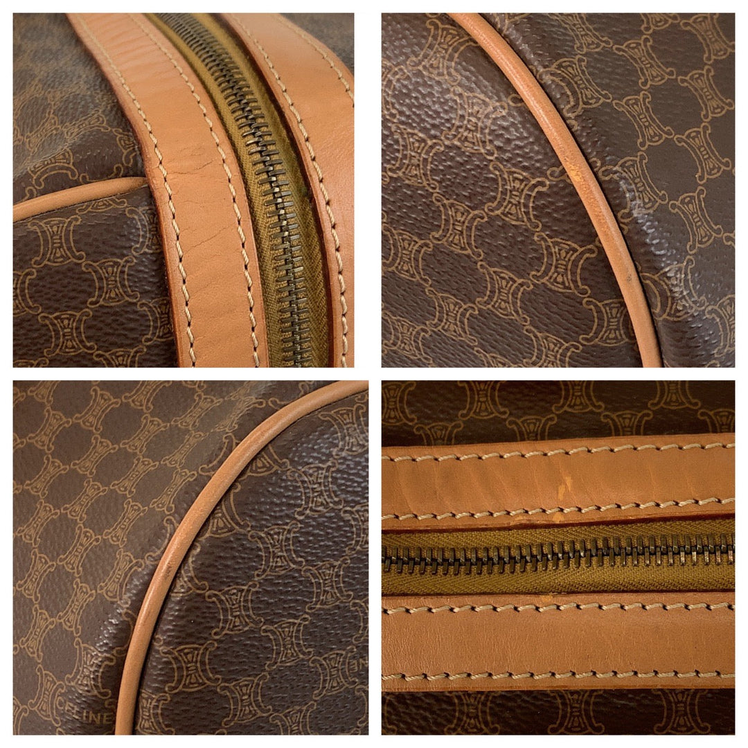 CELINE Boston Duffel bag PVC, Leather Brown Gold Metal Boston Duffel bag Travel bag Macadam Women Used Authentic