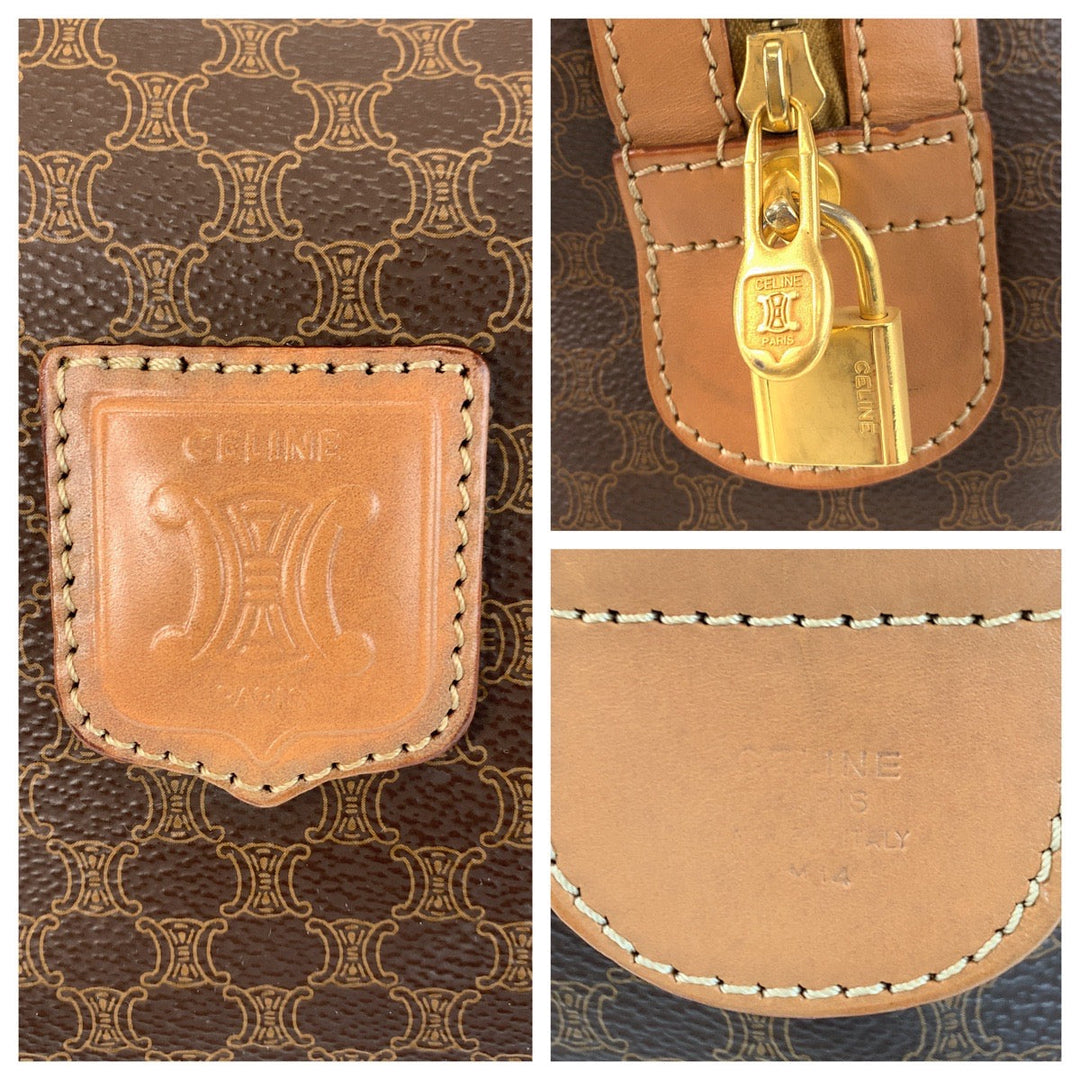 CELINE Boston Duffel bag PVC, Leather Brown Gold Metal Boston Duffel bag Travel bag Macadam Women Used Authentic