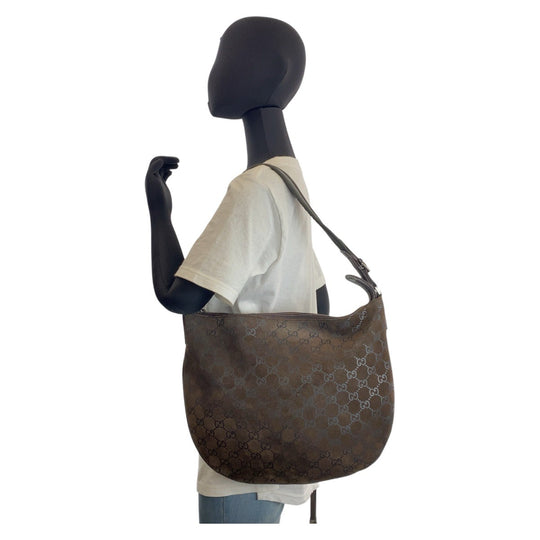 GUCCI Shoulder Bag 001 1206 GG canvas, suede Brown Women Used Authentic