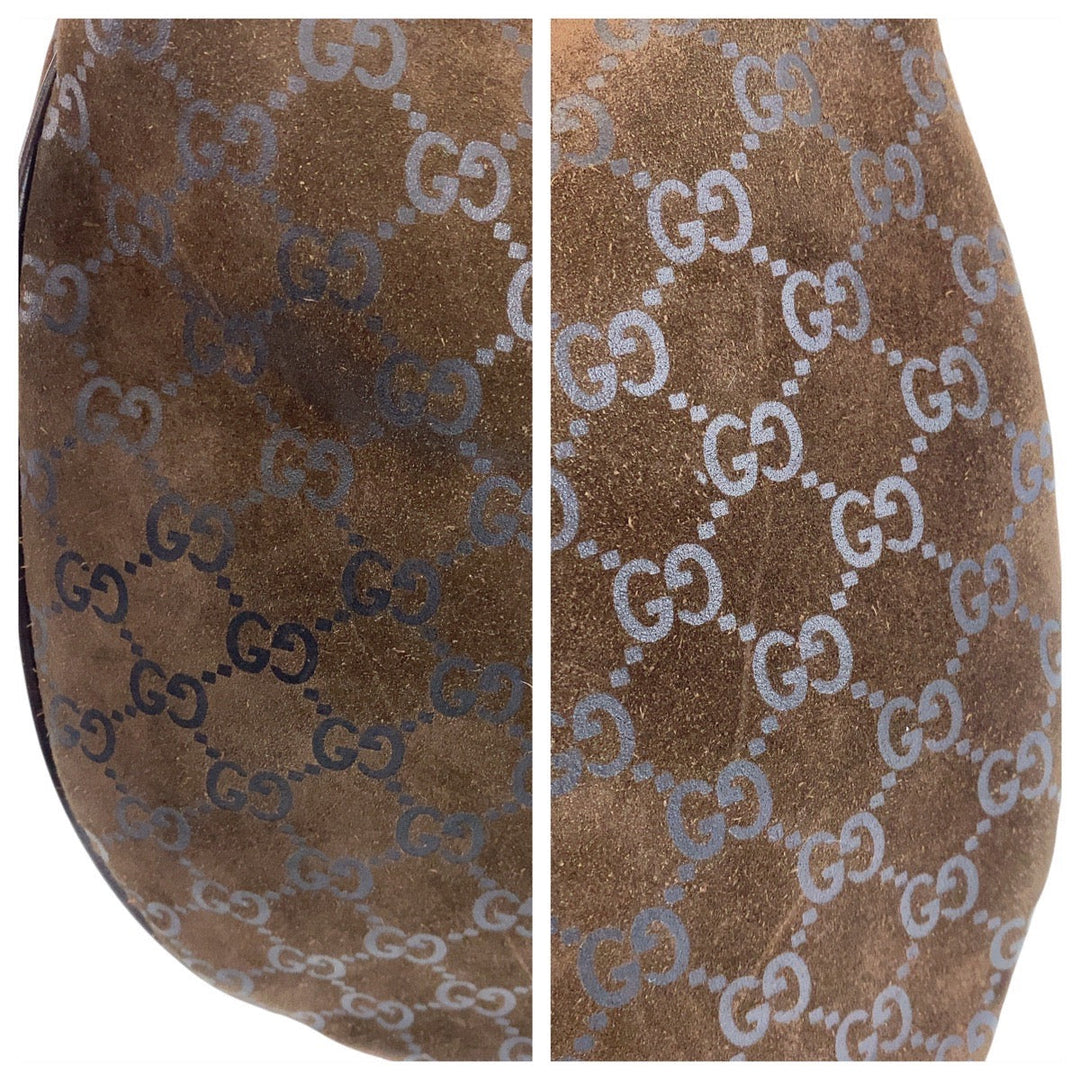 GUCCI Shoulder Bag 001 1206 GG canvas, suede Brown Women Used Authentic