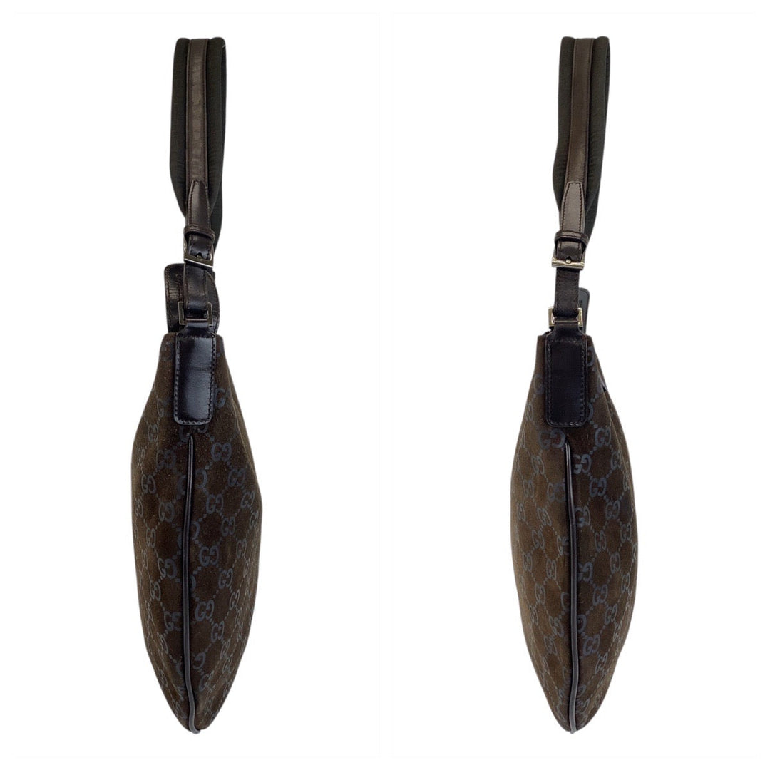 GUCCI Shoulder Bag 001 1206 GG canvas, suede Brown Women Used Authentic