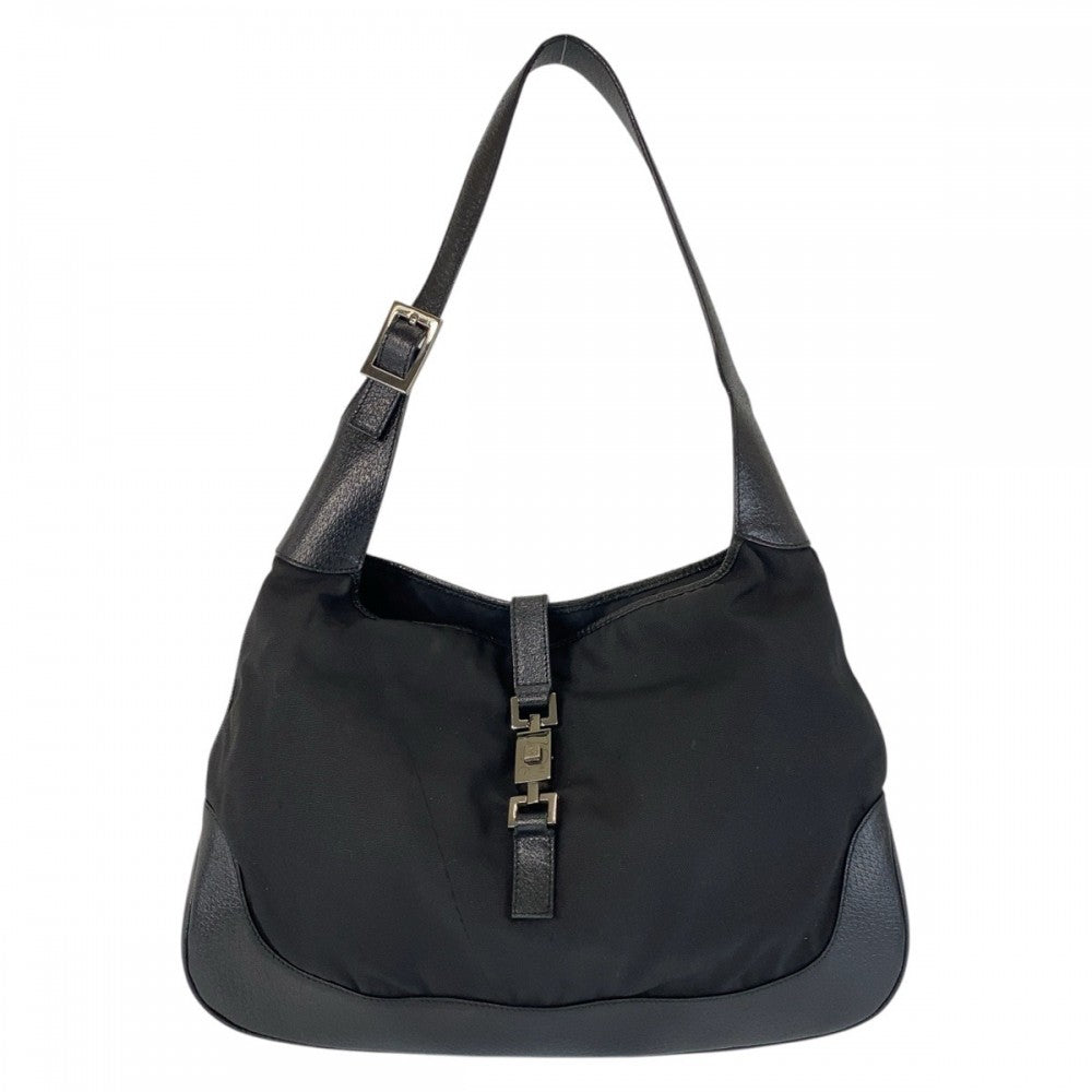 GUCCI Shoulder Bag 001 3346 Nylon, Leather Black black Jackie Women Used Authentic