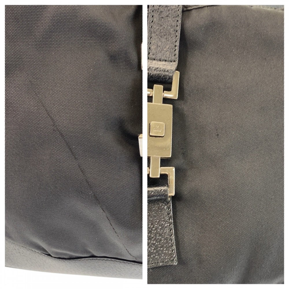 GUCCI Shoulder Bag 001 3346 Nylon, Leather Black black Jackie Women Used Authentic
