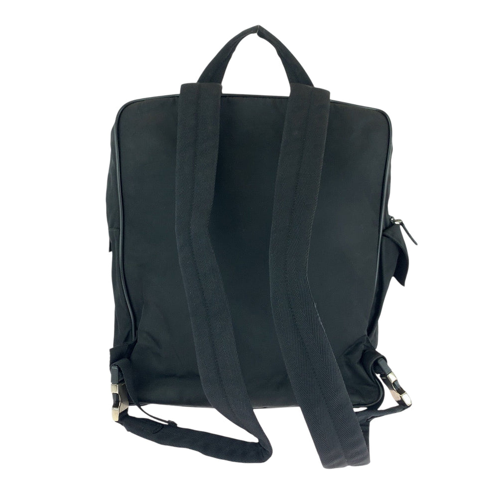 PRADA Backpack Nylon Black SilverMetal Backpack business bag Test Triangle With logo Women Used Authentic