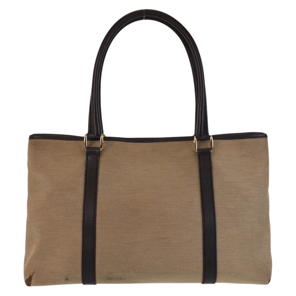 GUCCI Tote Bag 257302 Canvas, Leather Beige Brown Gold Metal Tote Bag Shoulder Bag Women Used Authentic