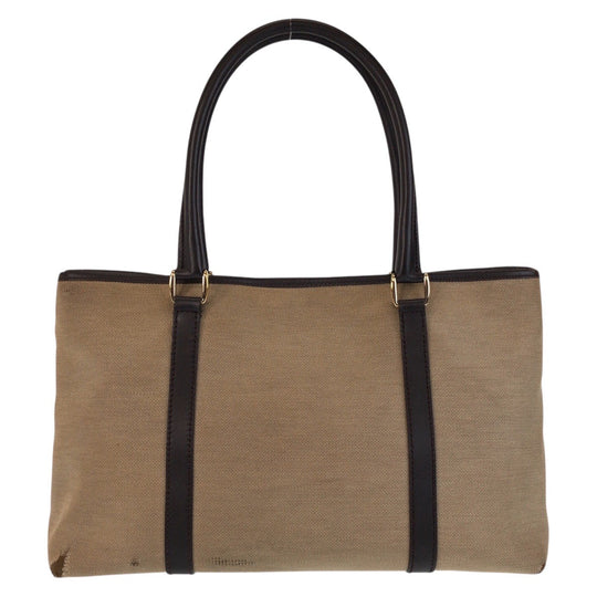 GUCCI Tote Bag 257302 Canvas, Leather Beige Brown Gold Metal Tote Bag Shoulder Bag Women Used Authentic