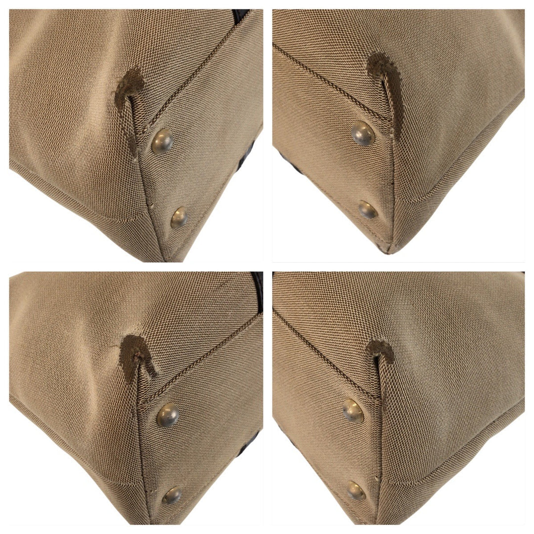 GUCCI Tote Bag 257302 Canvas, Leather Beige Brown Gold Metal Tote Bag Shoulder Bag Women Used Authentic