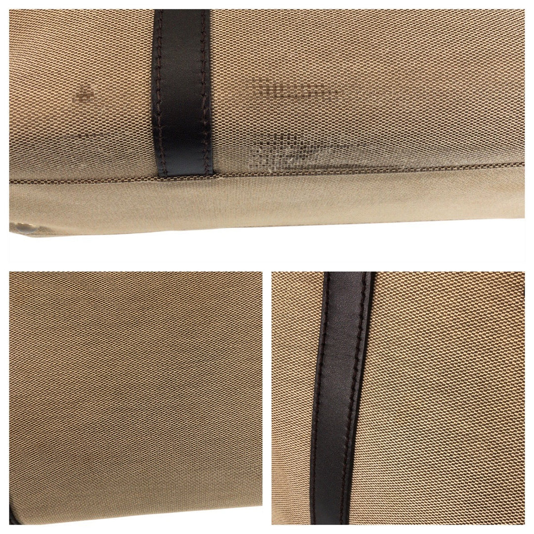 GUCCI Tote Bag 257302 Canvas, Leather Beige Brown Gold Metal Tote Bag Shoulder Bag Women Used Authentic