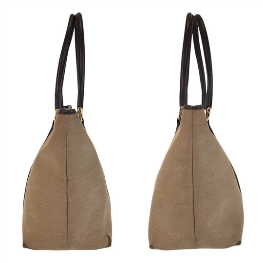 GUCCI Tote Bag 257302 Canvas, Leather Beige Brown Gold Metal Tote Bag Shoulder Bag Women Used Authentic