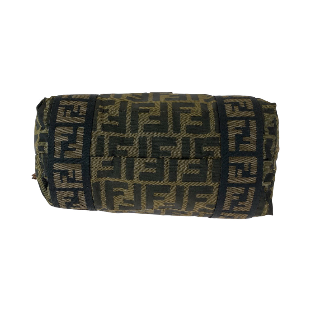 FENDI Handbag canvas Brown Gold Metal Zucca