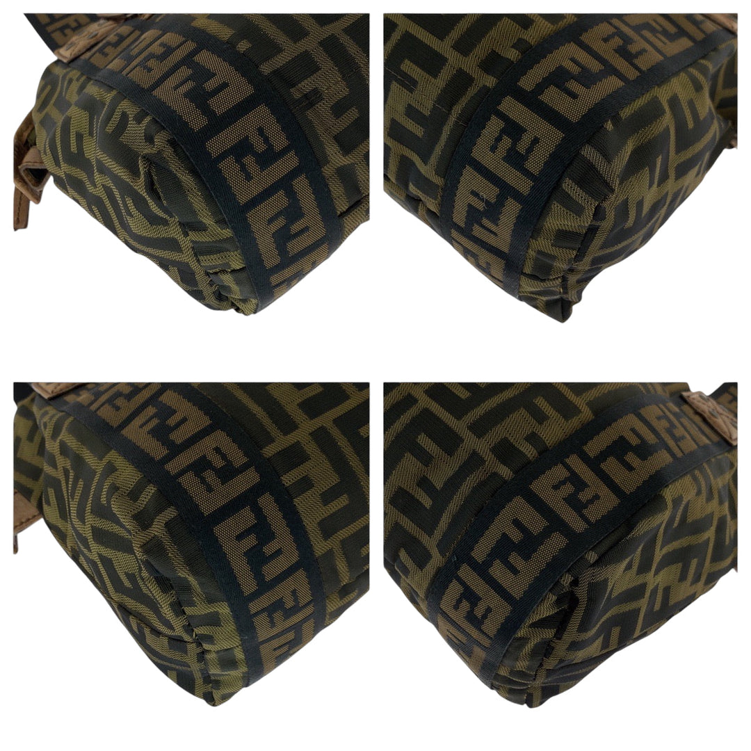FENDI Handbag canvas Brown Gold Metal Zucca