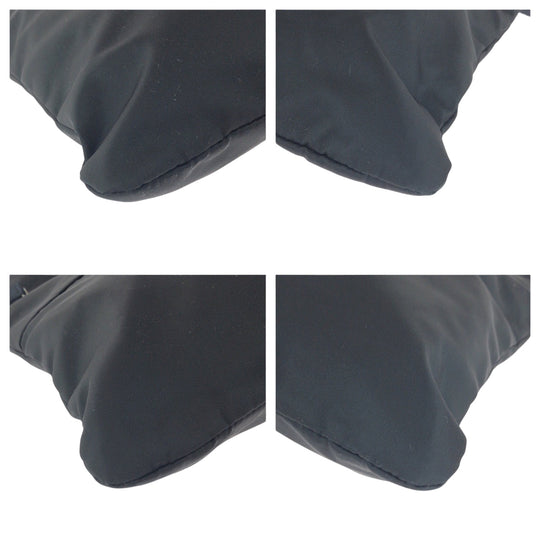 PRADA Shoulder Bag Nylon Black SilverMetal Shoulder Bag Sacoche Test Triangle With logo Women Used Authentic