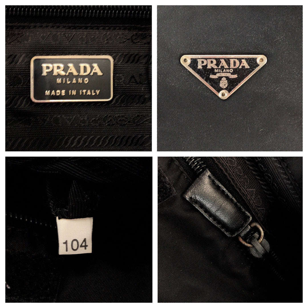 PRADA Shoulder Bag Nylon Black SilverMetal Shoulder Bag Sacoche Test Triangle With logo Women Used Authentic