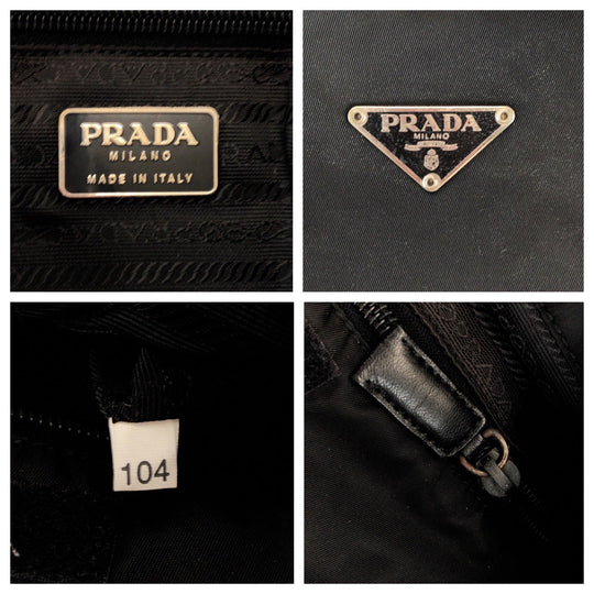 PRADA Shoulder Bag Nylon Black SilverMetal Shoulder Bag Sacoche Test Triangle With logo Women Used Authentic