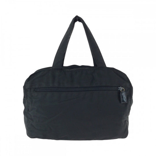 PRADA Handbag Nylon Black SilverMetal Handbag Tote Bag Test Triangle With logo Women Used Authentic