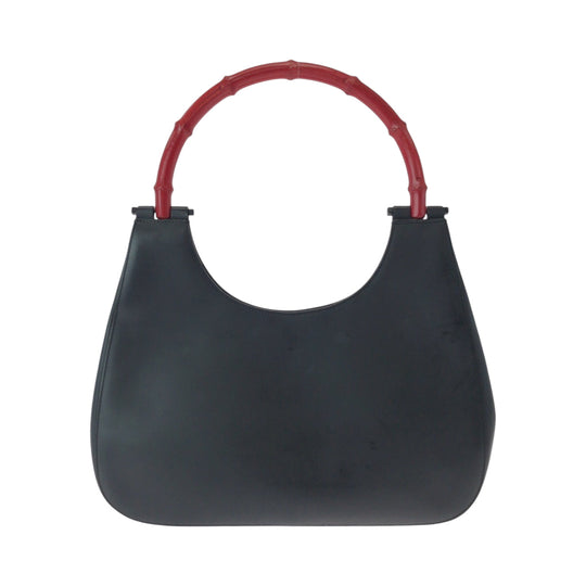 GUCCI Shoulder Bag 001 3739 leather Black black red One Shoulder Bag Bamboo Women Used Authentic