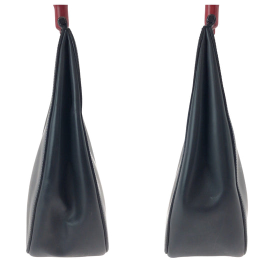 GUCCI Shoulder Bag 001 3739 leather Black black red One Shoulder Bag Bamboo Women Used Authentic