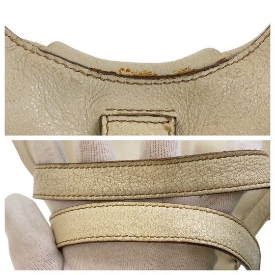 PRADA Shoulder Bag leather White SilverMetal Women Used Authentic