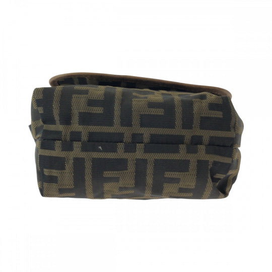 FENDI Shoulder Bag canvas Brown Gold Metal Shoulder Bag pochette Zucca FF logo Women Used Authentic