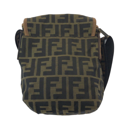 FENDI Shoulder Bag canvas Brown Gold Metal Shoulder Bag pochette Zucca FF logo Women Used Authentic
