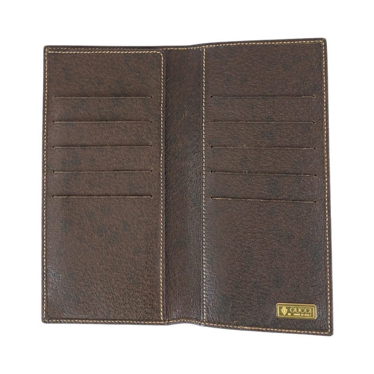 GUCCI Long Wallet Purse 034 001 0908 leather Brown Gold Metal Long Wallet Purse Old Gucci mens Used Authentic