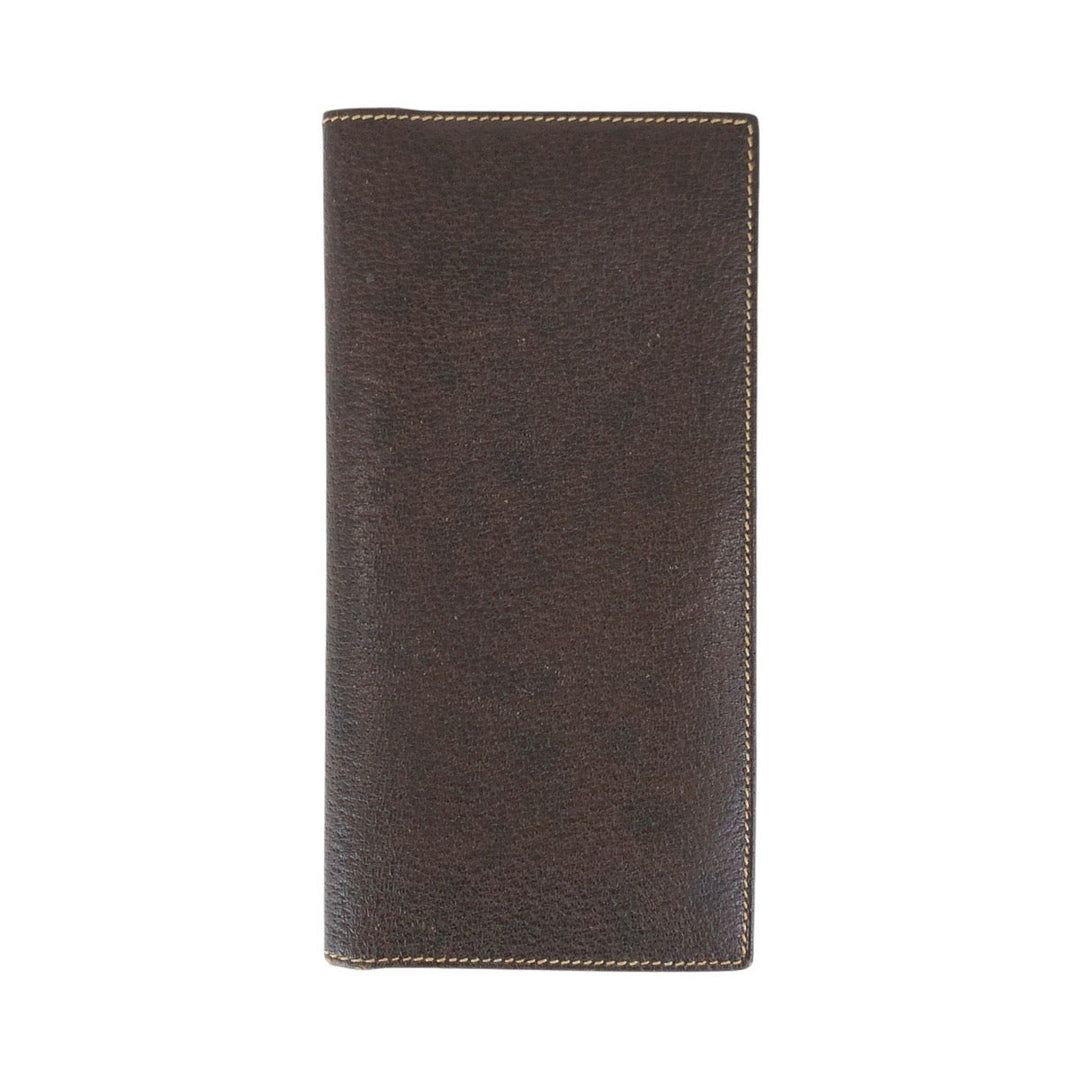 GUCCI Long Wallet Purse 034 001 0908 leather Brown Gold Metal Long Wallet Purse Old Gucci mens Used Authentic