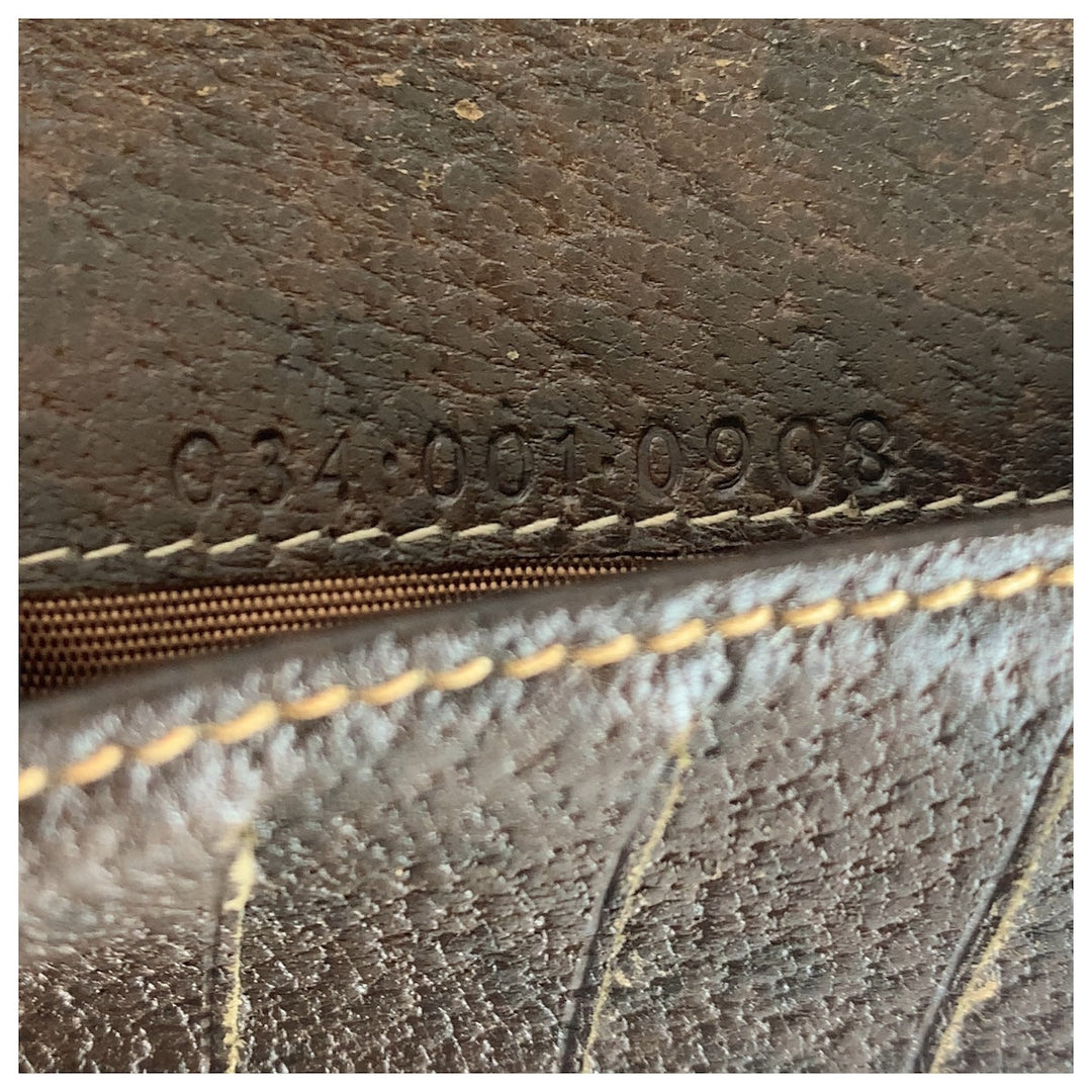 GUCCI Long Wallet Purse 034 001 0908 leather Brown Gold Metal Long Wallet Purse Old Gucci mens Used Authentic