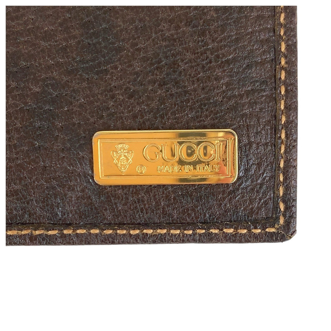 GUCCI Long Wallet Purse 034 001 0908 leather Brown Gold Metal Long Wallet Purse Old Gucci mens Used Authentic