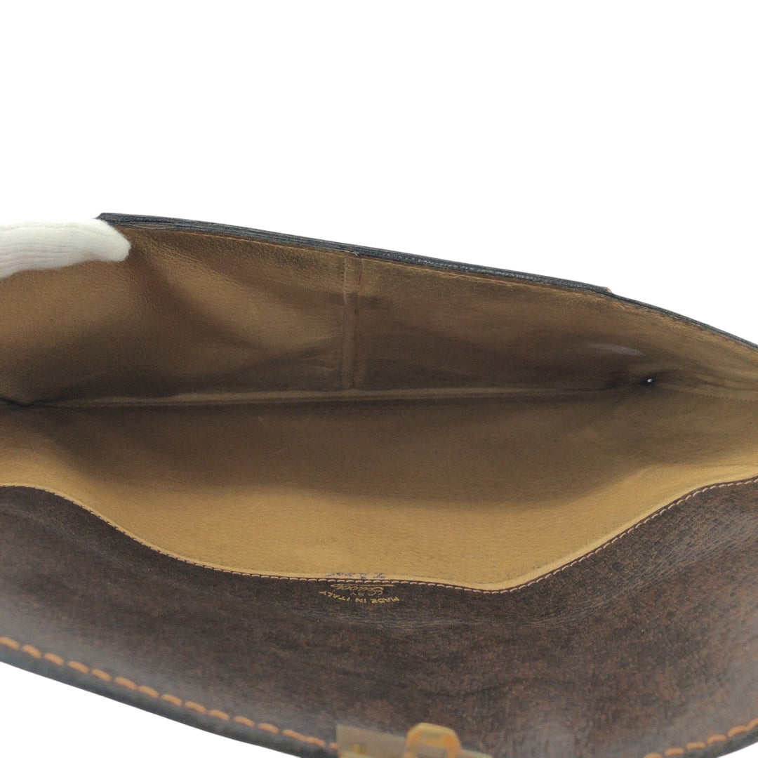 GUCCI Clutch bag leather Brown Old Gucci