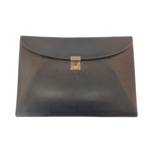 GUCCI Clutch bag leather Brown Old Gucci