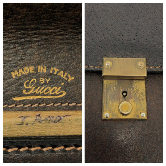 GUCCI Clutch bag leather Brown Old Gucci