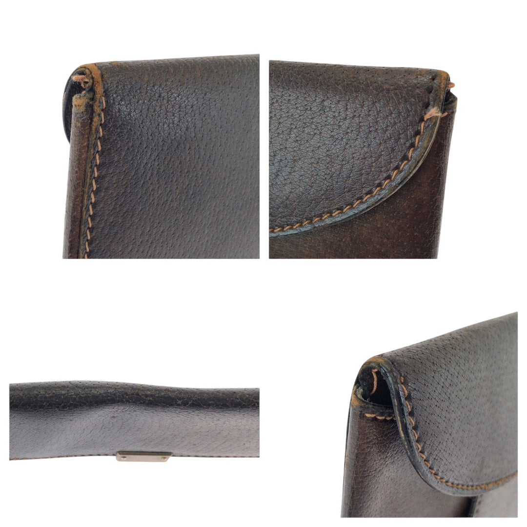 GUCCI Clutch bag leather Brown Old Gucci