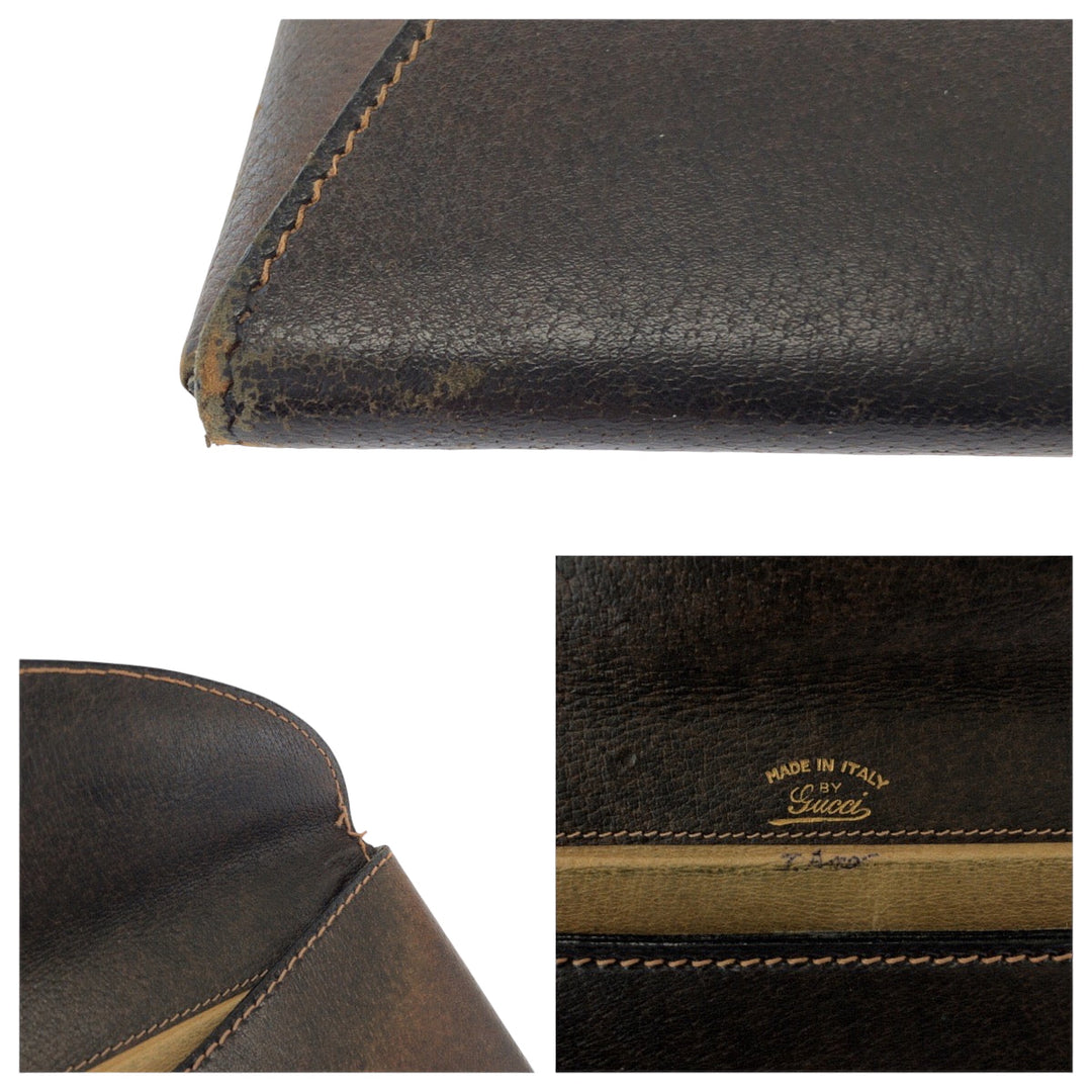 GUCCI Clutch bag leather Brown Old Gucci