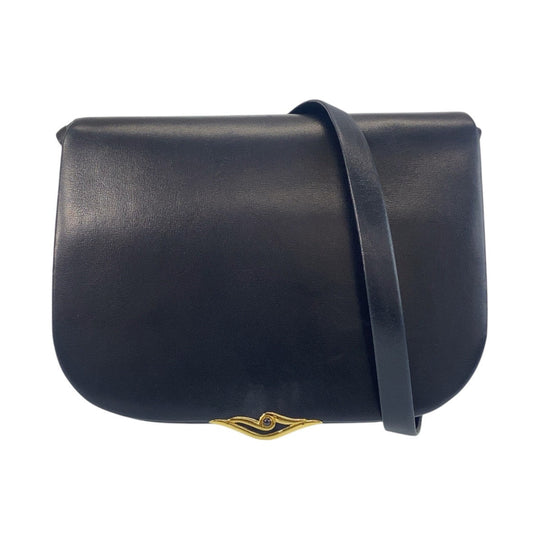 CARTIER Shoulder Bag leather Navy Gold Metal Shoulder Bag pochette Sapphire line Women Used Authentic