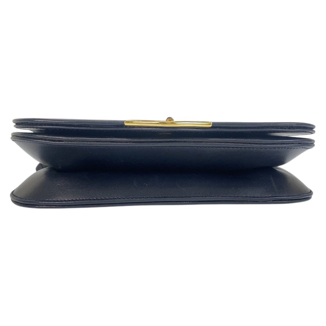 CARTIER Shoulder Bag leather Navy Gold Metal Shoulder Bag pochette Sapphire line Women Used Authentic