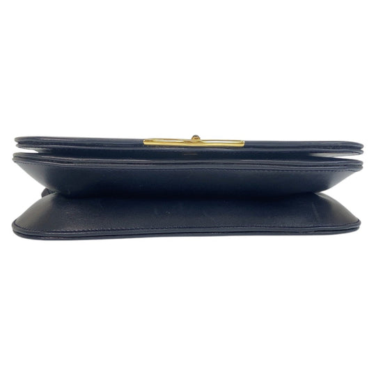 CARTIER Shoulder Bag leather Navy Gold Metal Shoulder Bag pochette Sapphire line Women Used Authentic