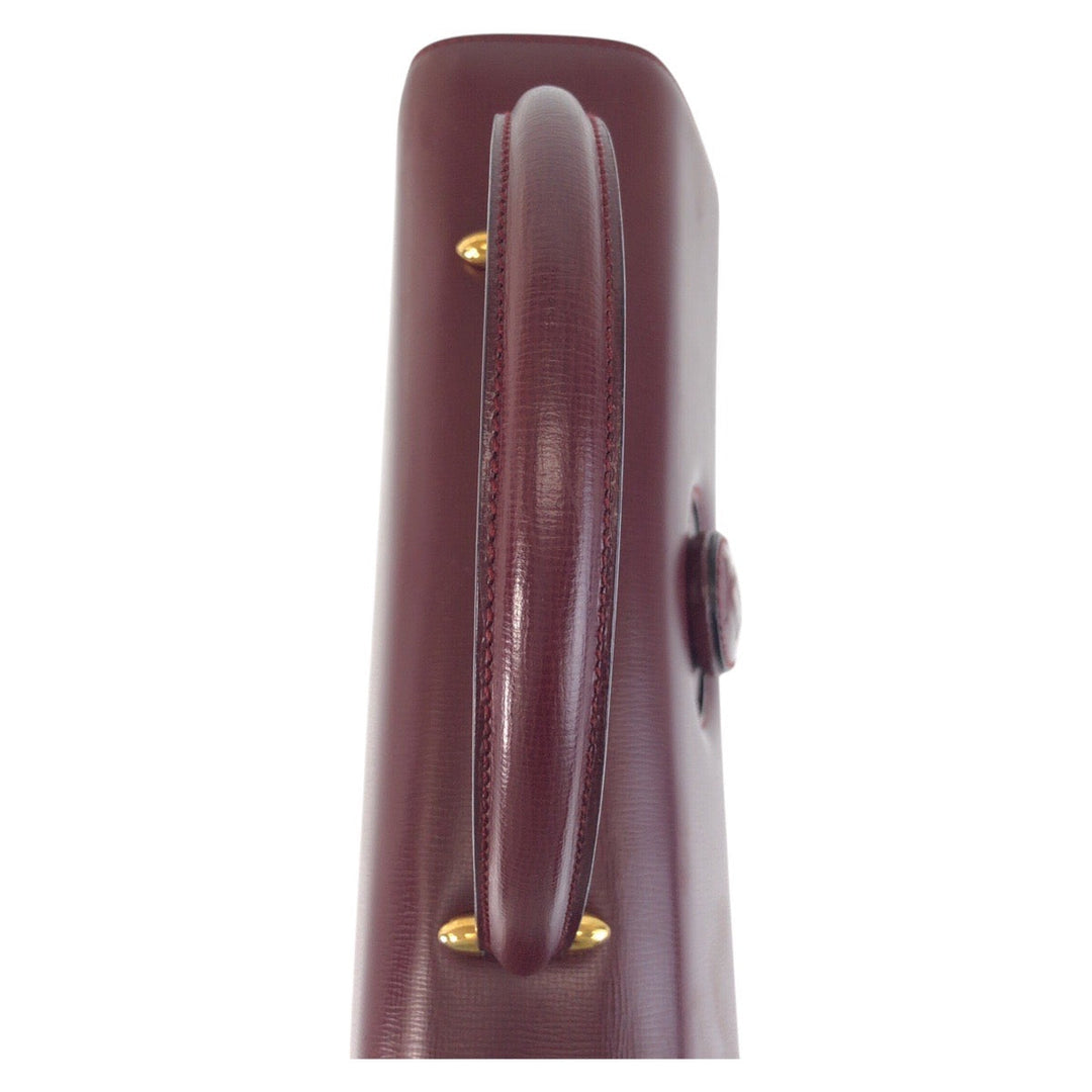 CARTIER Handbag leather Bordeaux Gold Metal Must Line
