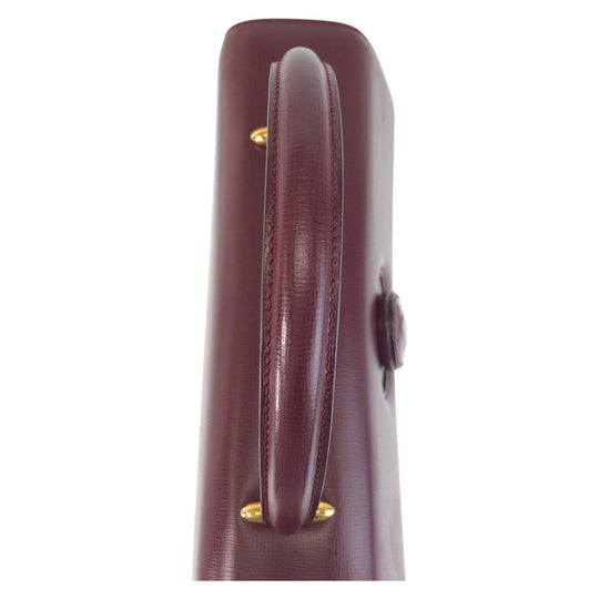 CARTIER Handbag leather Bordeaux Gold Metal Must Line