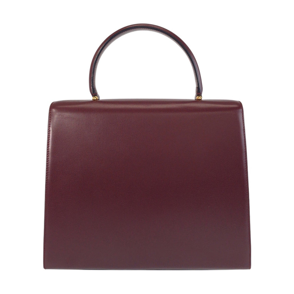CARTIER Handbag leather Bordeaux Gold Metal Must Line