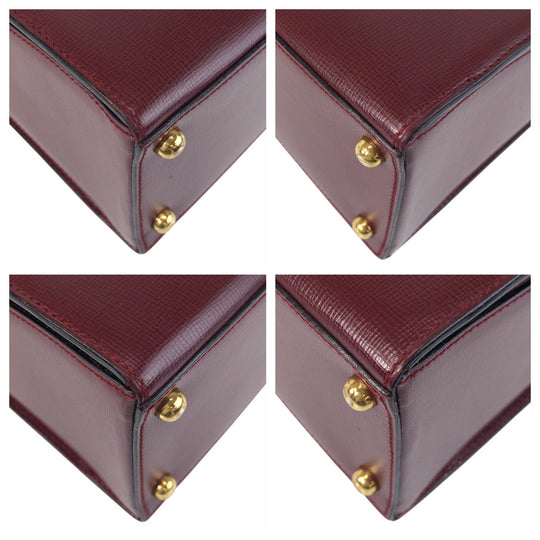 CARTIER Handbag leather Bordeaux Gold Metal Must Line