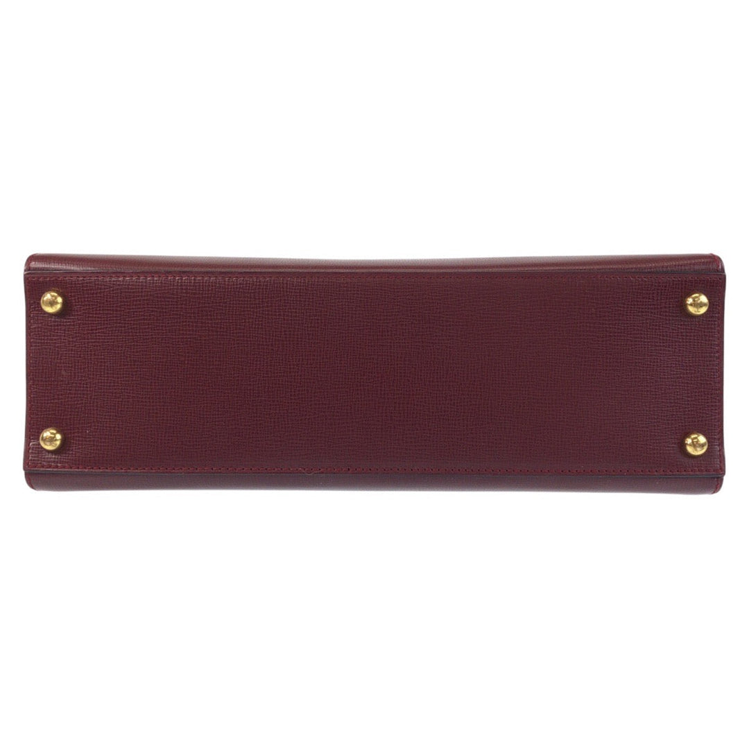 CARTIER Handbag leather Bordeaux Gold Metal Must Line