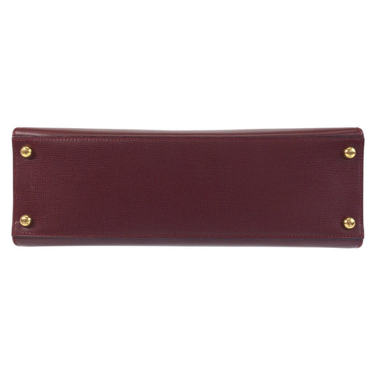 CARTIER Handbag leather Bordeaux Gold Metal Must Line