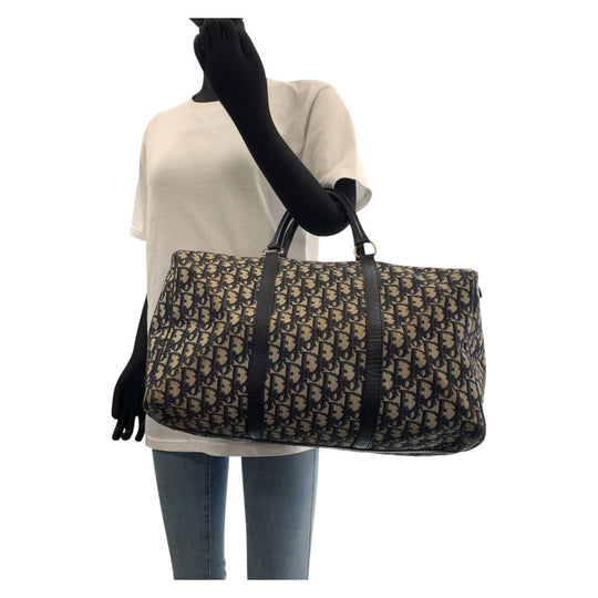 Dior Boston Duffel bag Canvas, Leather Navy Boston Duffel bag unisex Trotter Women Used Authentic