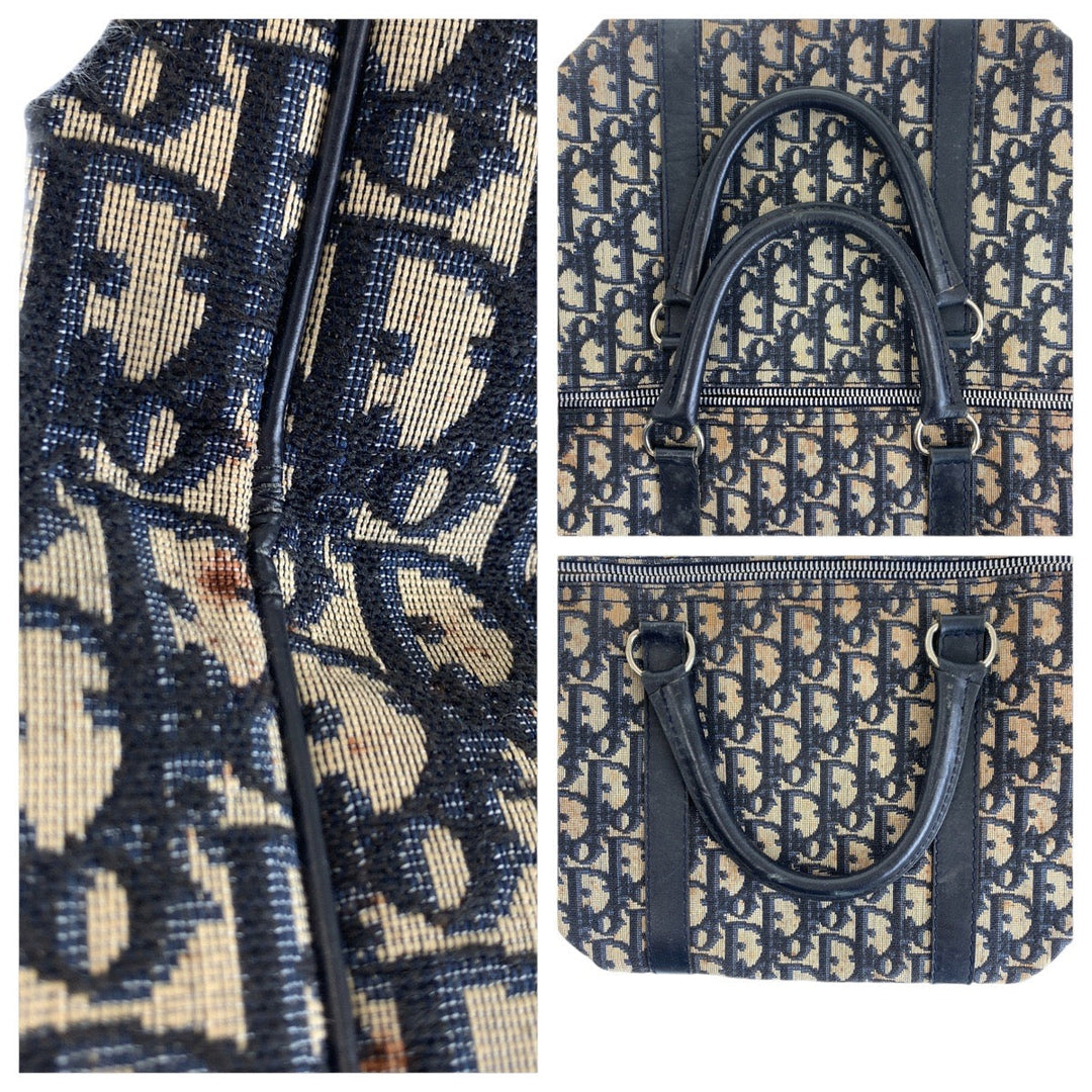 Dior Boston Duffel bag Canvas, Leather Navy Boston Duffel bag unisex Trotter Women Used Authentic
