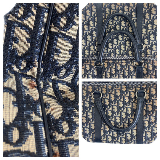 Dior Boston Duffel bag Canvas, Leather Navy Boston Duffel bag unisex Trotter Women Used Authentic