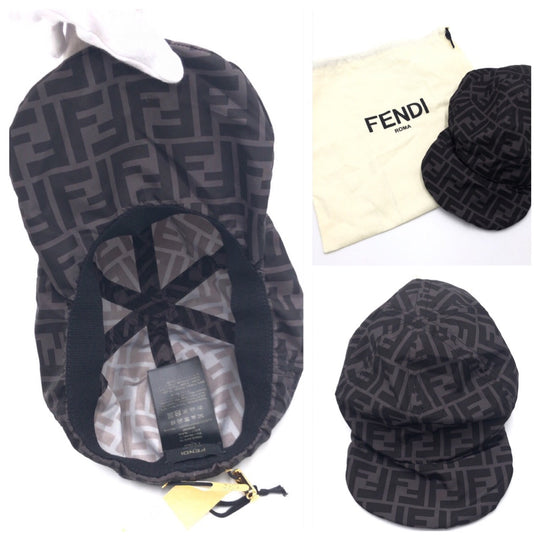 FENDI cap FXQ825 Nylon black Zucca Pattern