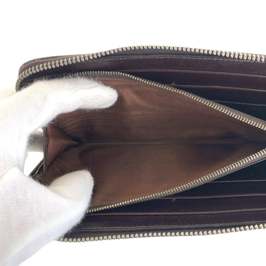 FENDI Long Wallet Purse Canvas, Leather Brown Long Wallet Purse Zip Around Unisex Zucca Women Used Authentic