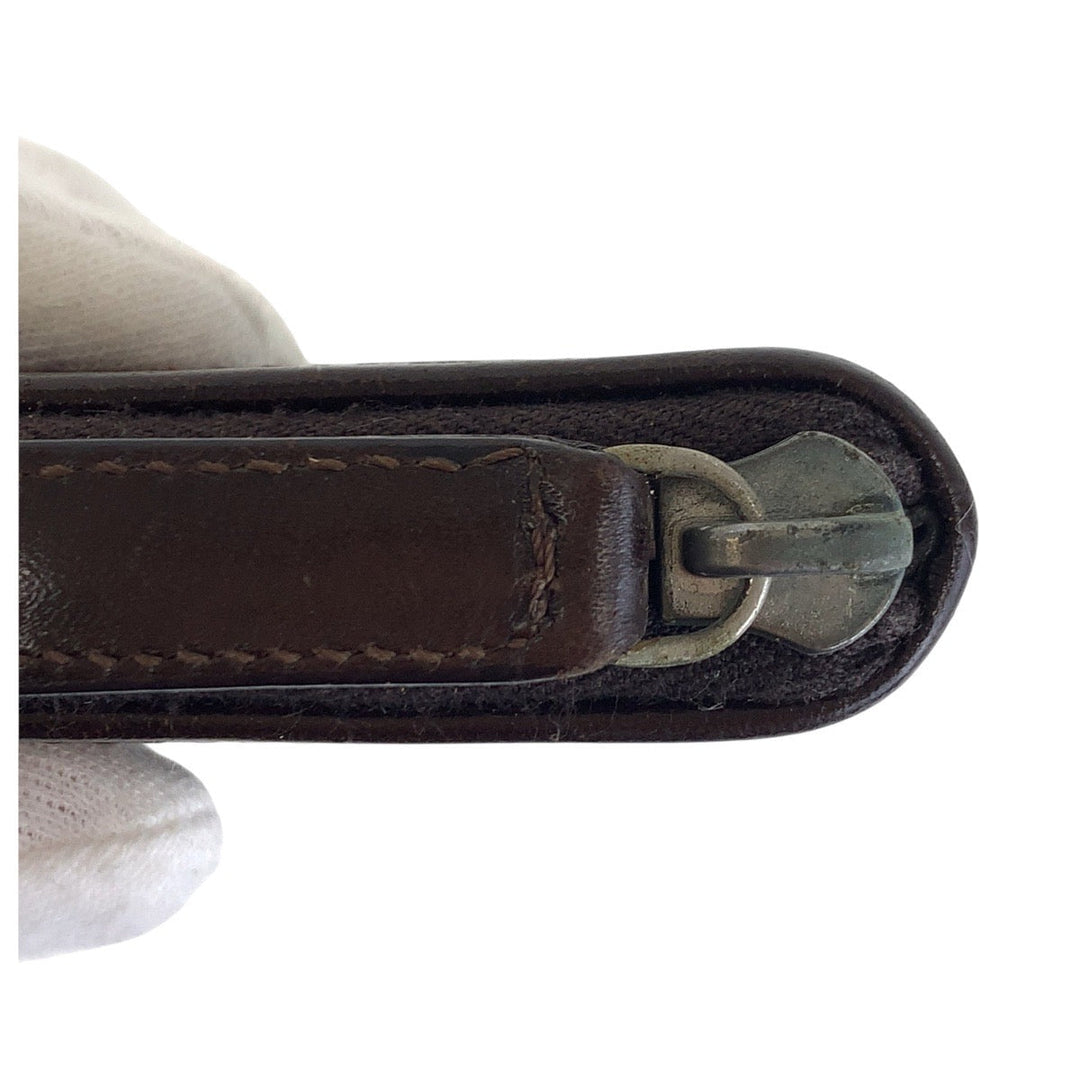 FENDI Long Wallet Purse Canvas, Leather Brown Long Wallet Purse Zip Around Unisex Zucca Women Used Authentic