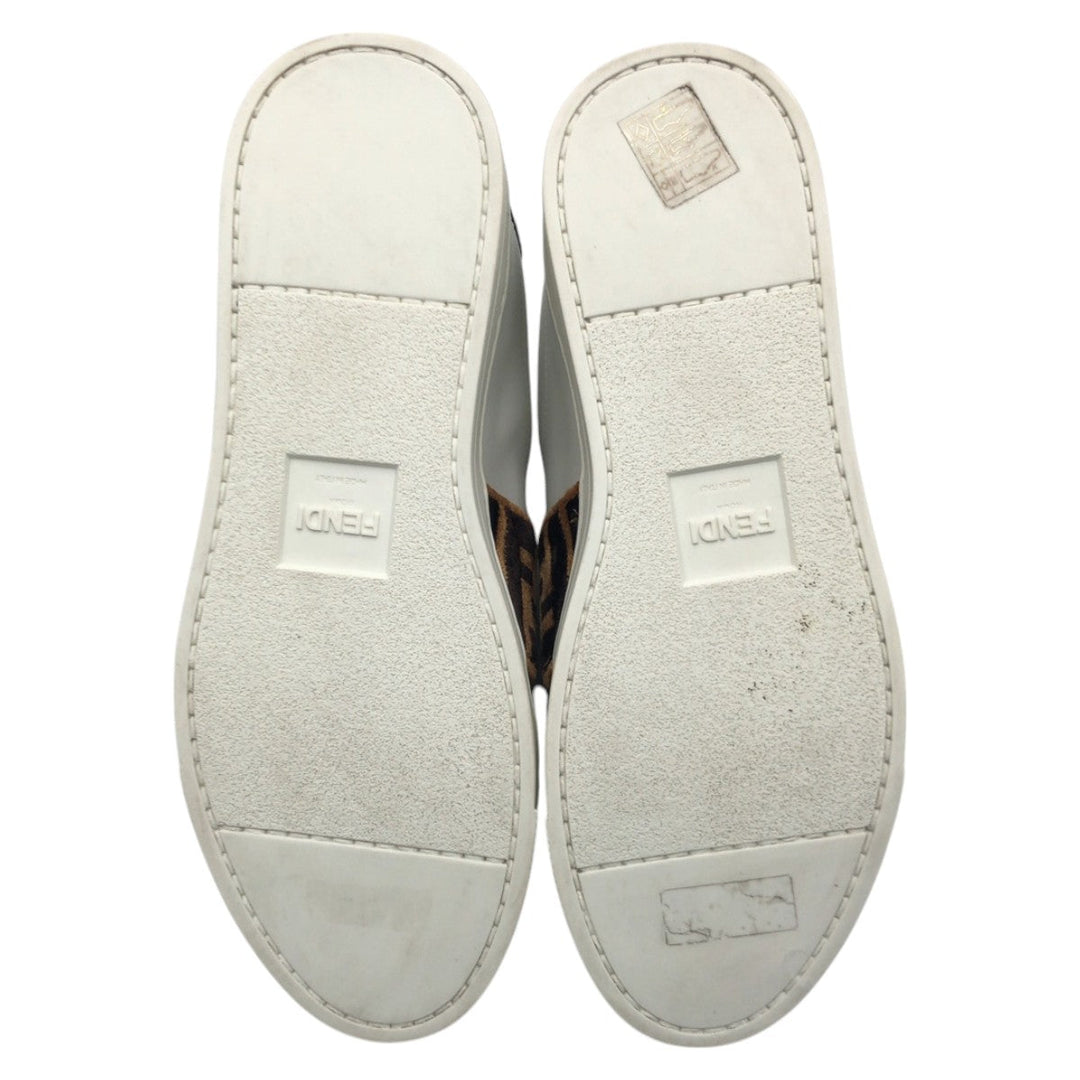 FENDI sneakers 8E leather White brown Zucca Pattern 36